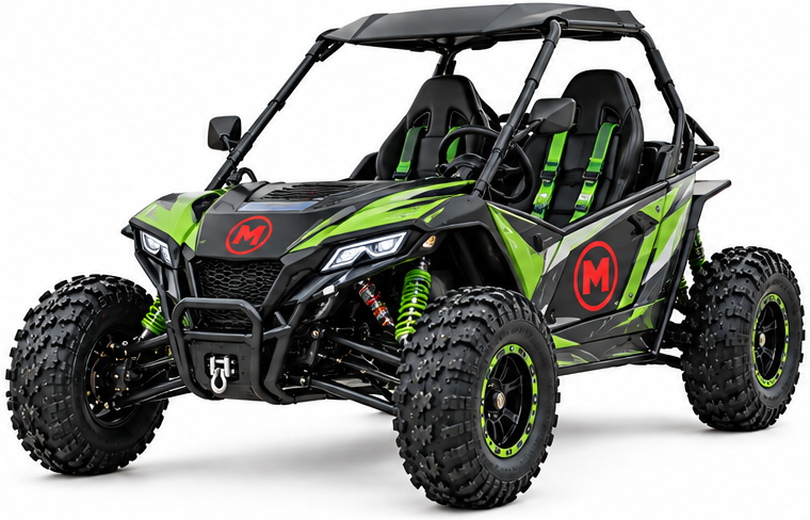 02_1 Moozgo Venom 200cc Off-Road Buggy, 2-Seat with Roof and Side Nets, Green/Black - Image 1