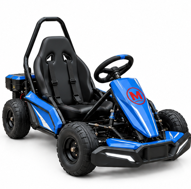 08_1 Moozgo Volt Pro 48V Electric Go-Kart with LED Light Bar, Blue - Image 1