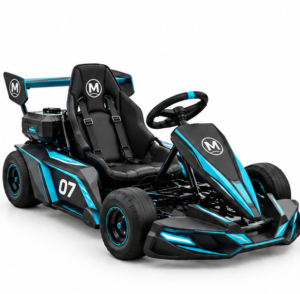 Moozgo Apex-E 60V Electric Racing Go-Kart with Rear Wing, Black/Cyan