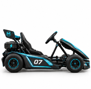 Moozgo Apex-E 60V Electric Racing Go-Kart with Rear Wing, Black/Cyan - Image 2