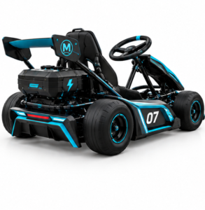Moozgo Apex-E 60V Electric Racing Go-Kart with Rear Wing, Black/Cyan - Image 3
