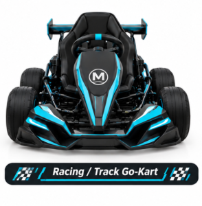 Moozgo Apex-E 60V Electric Racing Go-Kart with Rear Wing, Black/Cyan - Image 4