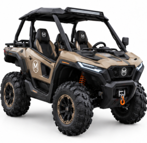 Moozgo Ranger 570 4x4 Utility Side-by-Side with Roof and Winch, Desert Tan